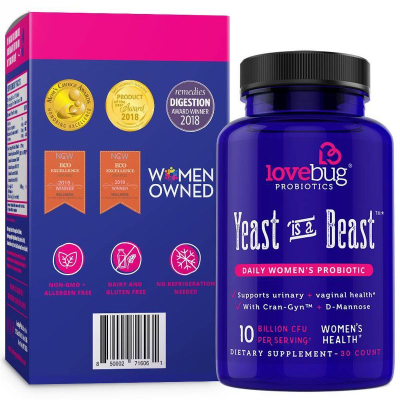 LoveBug Probiotics Yeast Is A Beast Women&#39;s Health Dietary Supplement Capsules - 30ct, 5 of 6