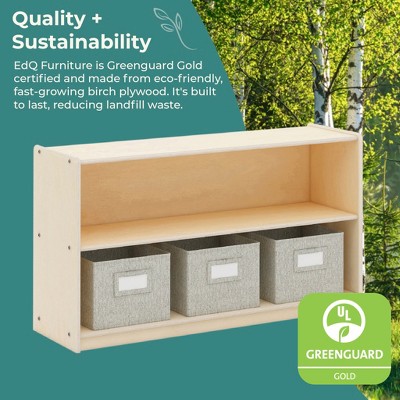 Guidecraft EdQ 2-Shelf Open Storage 24": Wooden Kids' Classroom Storage Furniture, Playroom and Bedroom Toy Cube Organizer
