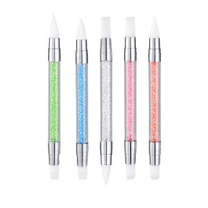JDICTION 5-Piece Dual-Tip Nail Art Pen Set - Silicone Sculpture Tools With Acrylic Brushes For Resin, Foil Carving & Drawing Designs - 1 of 4
