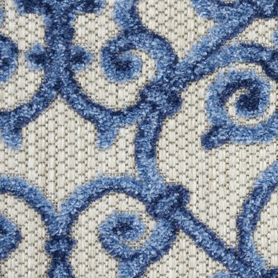 Aloha Grey/Blue Synthetic 3'6" x 5'6" Reversible Outdoor Rug