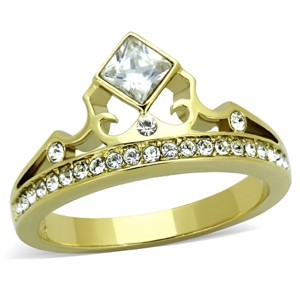 Slickblue Women’s Crown Style Ring in Gold IP Stainless Steel with Clear CZ, Lightweight 3.1g, size 5–10 - 1 of 4