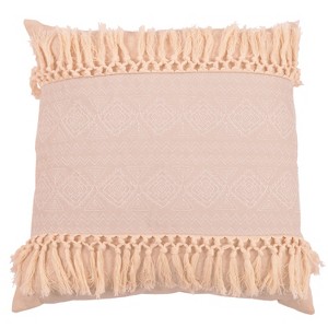 Harriet Embroidered Fringe Oversize Square Throw Pillow Pink - Decor Therapy