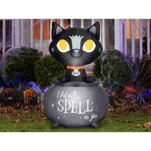 Gemmy 3.5 Foot Hocus Pocus Binx in Cauldron Light Up Halloween Inflatable Lawn Decoration - 1 of 2