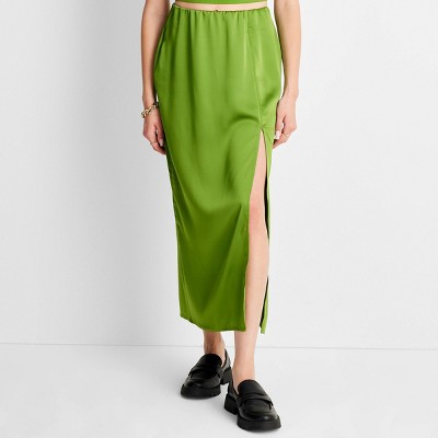 Women's A-line Maxi Slip Skirt - A New Day™ Green Xl : Target