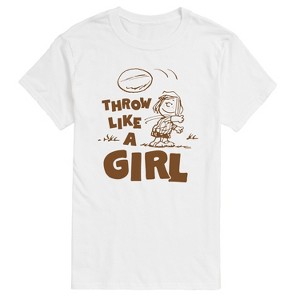 Men's - Peanuts - Throw Like A Girl Short Sleeve Graphic T-Shirt - 1 of 4