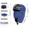 mysuntown Winter Hats for Women Men Trapper Ushanka Hat with Ear Flaps Warm Russian Bomber Hats for Cold Weather Blue - 3 of 4