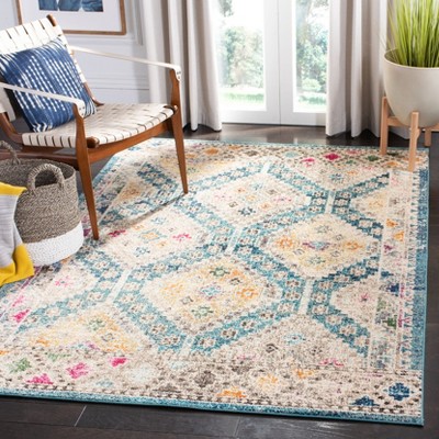 Madison 4' x 6' Blue and Yellow Synthetic Area Rug