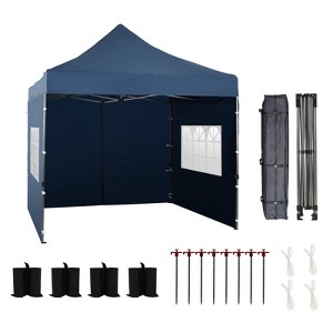 Aoodor 10' × 10' Commercial Instant Pop Up Canopy Tent, 3 Adjustable Heights,  Fully Waterproof Portable Gazebo Shelter, with Wheeled Bag - 1 of 4