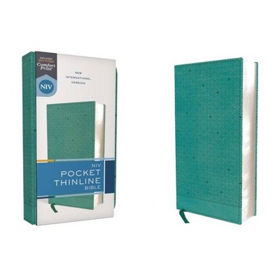 Niv, Pocket Thinline Bible, Leathersoft, Teal, Red Letter, Comfort Print - by  Zondervan (Leather Bound)