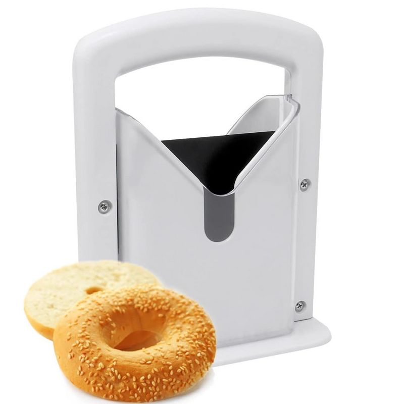 Cheer Collection Bagel Slicer with Safety Shield, White, 3 of 7