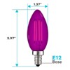 Luxrite E12 LED Filament Purple Light Bulbs, 4.5W 40W Equivalent, Colored Glass Candelabra Bulb, UL Listed, E12 Base  3 Pack - 3 of 4