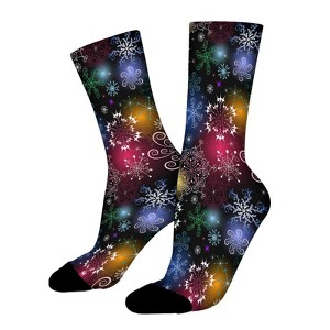 Christmas Snowflakes Women Printed Crew Socks Funny Funky Socks Soft Polyester Novelty Gifts for Artists Men - 1 of 4