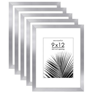 Americanflat 5 Pack of Picture Frames with Mat - Plexiglass Cover - 1 of 4
