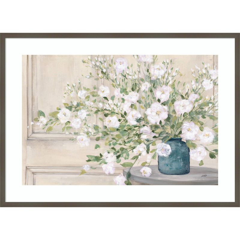 41&#34; x 30&#34; White Bouquet by Julia Purinton Wood Framed Wall Art Print - Amanti Art, 1 of 9