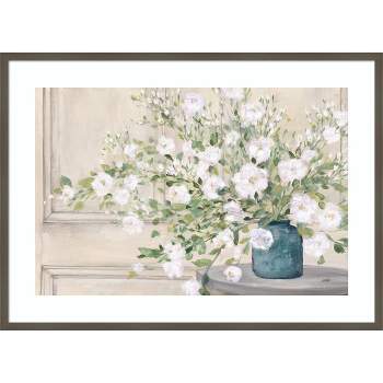 41" x 30" White Bouquet by Julia Purinton Wood Framed Wall Art Print - Amanti Art