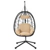 Ridstar Outdoor & Indoor Patio Egg Chair with Stand For Bedroom & Balcony-Beige - 2 of 4