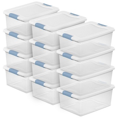Sterilite 15 Qt Clear Latching Storage Container Organizing Box, Blue (36 Pack)