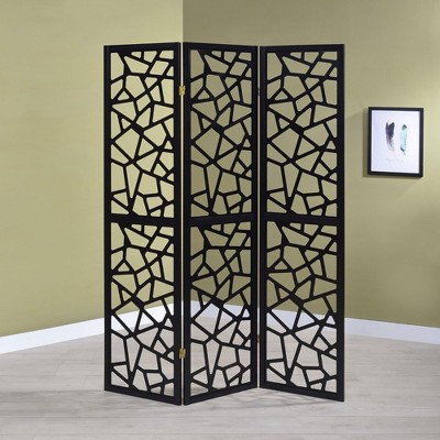 Vynxaria Black 3-Panel Folding Screen