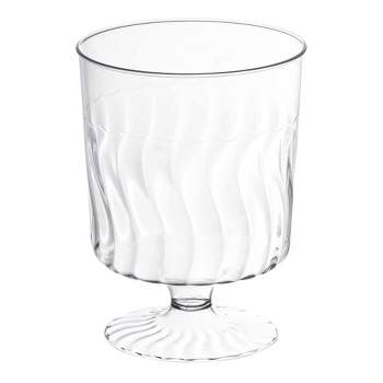 Smarty Had A Party 8 oz. Clear Plastic Pedestal Wine Glasses (240 Glasses)