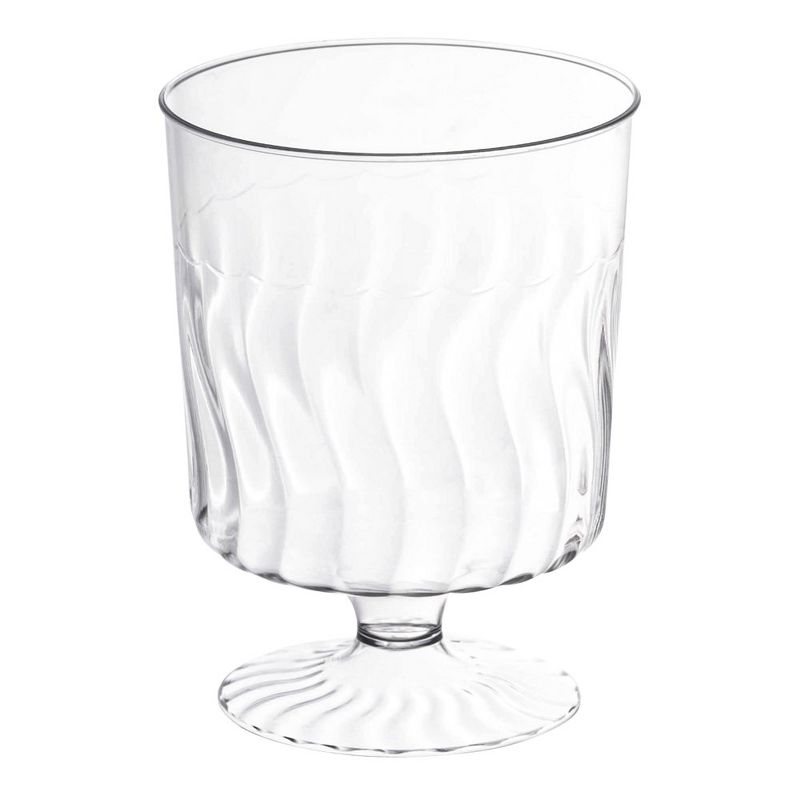 Smarty Had A Party 8 oz. Clear Plastic Pedestal Wine Glasses (240 Glasses), 1 of 2