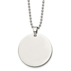Chisel Stainless Steel Brushed and Reversible Round 4mm Dog Tag on a 24" Ball Chain Necklace - 1 of 4