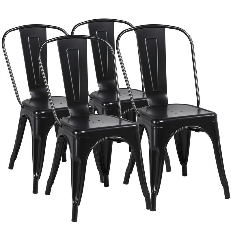Yaheetech Pack of 4 Stackable Classic Metal Dining Chair for Indoor Outdoor, 1 of 11