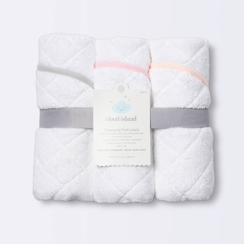 Changing Pad Liner White with Pink Edge - Cloud Island&#8482; 3pk, 5 of 10