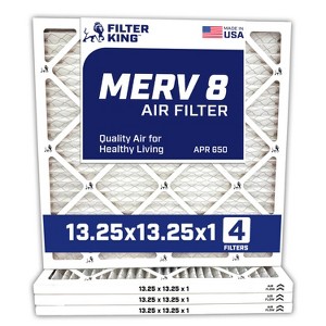 Filter King 13.25x13.25x1 Air Filter | 4-PACK | MERV 8 HVAC Pleated A/C Furnace Filters | MADE IN USA | Actual Size: 13.25 x 13.25 x .75" - 1 of 4