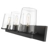 Callista 3-Light Vanity Light - Matte Black Glass Fixture, Dimmable, 27.5" Wide - 4 of 4