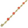 RMZ GOLD NYC 14K Gold High Polish Finish CoraL Enamel Flower Bracelet 8 Inches Women Teens - 2 of 2