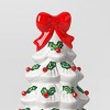 12" Lit Ceramic White Christmas Tree with Red Bow - Wondershop™ - 4 of 4