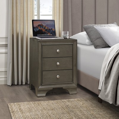 NicBex 3-Drawers Nightstand Wooden Bedside Table with 2 USB Ports Transitional Bedroom Furniture End Table for Living Room, Bedroom