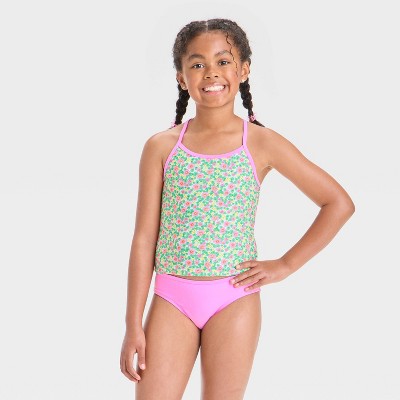 Girls' Floral Printed Tankini Set - Cat & Jack™ Pink L