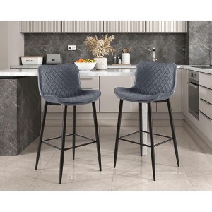 Sapphtopaz Modern Velvet Bar Stools Upholstered Counter Height Chair with Metal Legs Barstools Dining Chairs Set of 2 for Kitchen Island - 1 of 4