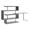 Sapphtopaz 4-Tier Bookcase with Chrome High Gloss Finish, Clear Glass Display Bookshelf Writing Desk with Shelf for Small Spaces, Office - 2 of 4
