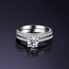 1ct Simulated Diamond Engagement Rings for Women, Sterling Silver Promise Rings, Wedding Eternity Band Set - 3 of 4