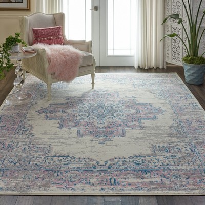 Handmade Ivory Medallion Rectangular Synthetic Rug