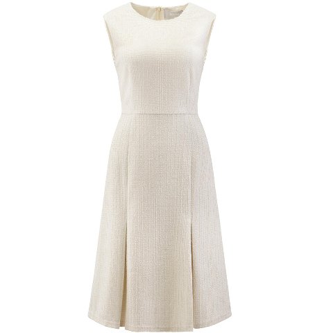 Женские платья INSPIRE CHIC Women's Tweed Round Neck Sleeveless Elegant Work A-Line Dress Beige White Medium