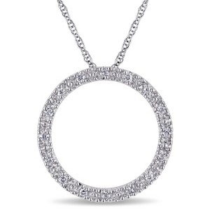 EVERLY JEWELRY | 10K White Gold 1/10 CT TW Diamond Circle Of Life Pendant with Chain - 17 inch - 1 of 4