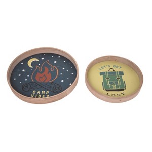 Transpac Wood 16" Multicolor Spring Camp Vibes Nesting Trays Set of 2 - 1 of 2