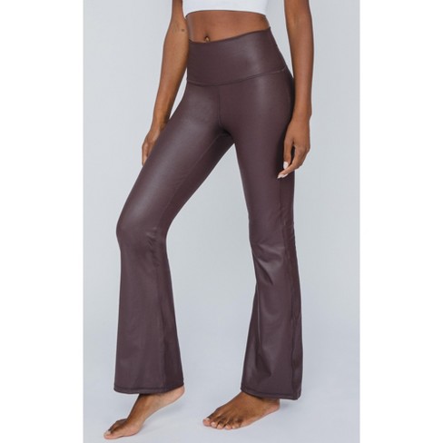 90 Degree By Reflex Interlink High Shine Cire Elastic Free V-back Flared  Leg Yoga Pants - Chocolate Torte - X Small : Target