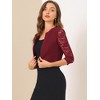 INSPIRE CHIC Women's Work Floral 3/4 Lace Trim Sleeves Open Front Bolero Shrug - 2 of 4