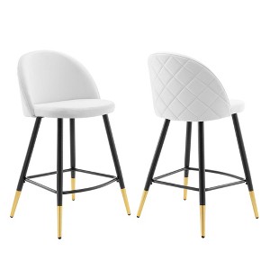 Modway Cordial Performance Velvet Counter Stools - Set of 2 - Performance Velvet Upholstery , Seat board 25mmT plywood board, foam density 20kg/m3, Y - 1 of 4