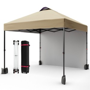 10x10 Pop Up Canopy Tent, Instant Portable Shelter with Wheeled Bag and Silver Coated Top, Adjustable Heights Gazebo with Sidewall, Outdoor Sun Shade - 1 of 4