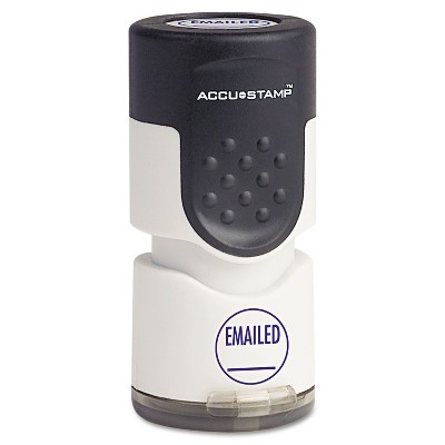 Accustamp Pre-Inked Round Stamp with Microban EMAILED 5/8" dia Blue 035655