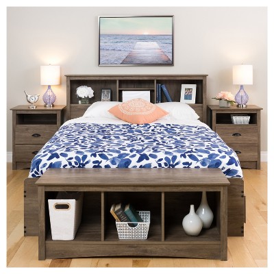Fremont Drifted Gray 2-Drawer Nightstand with Antique Bronze Knobs