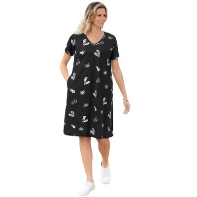 Woman Within Plus Size Perfect Short-Sleeve V-Neck Tee Dress