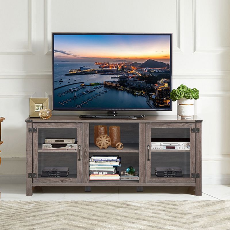 Costway TV Stand Entertainment Center for TV's up to 65'' w/ Storage Cabinets Deep Taupe, 4 of 11