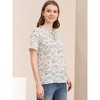 INSPIRE CHIC Women's Floral Tie Neck Ruffle Short Sleeves Peasant Blouse Top X-Small Beige - 4 of 4