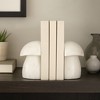 Decorative Mushroom Marble Bookends - Modern Elegant Book Ends for Bookshelf, Office Spaces, or Desk Decoration - Set of 2, 6", White - 3 of 4